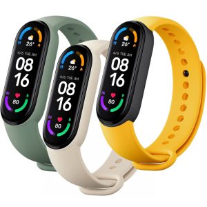 Xiaomi Mi Band 6 Strap (3 Pack- Ivory, Olive, Yellow)
